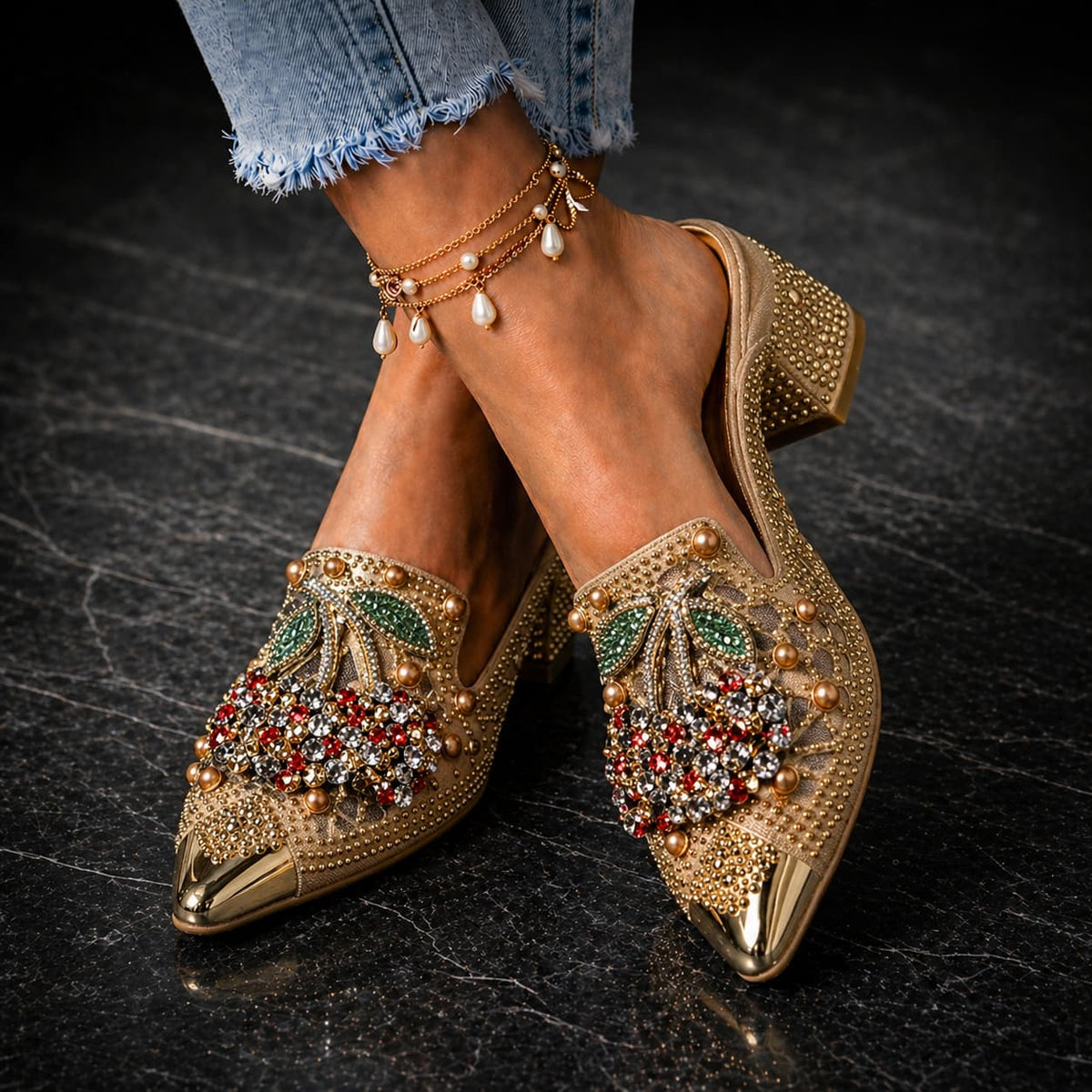 Cerise Crystal Cherry Heels