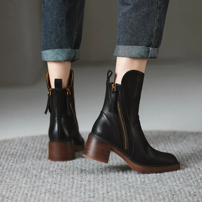 Monroe Leather Zip Ankle Boots