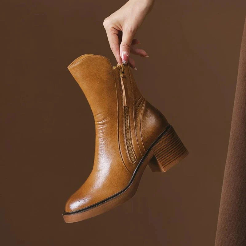 Monroe Leather Zip Ankle Boots