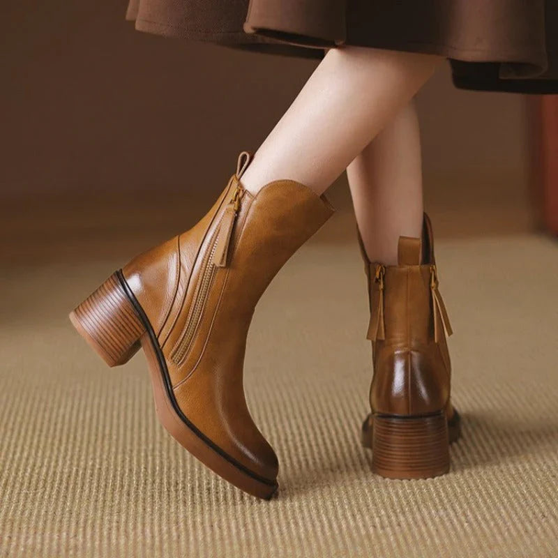 Monroe Leather Zip Ankle Boots