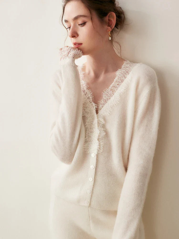 Charlotte Lace Cashmere Cardigan
