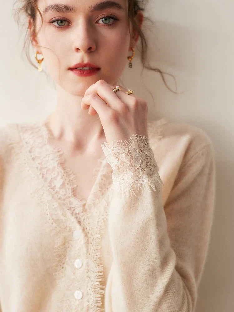 Charlotte Lace Cashmere Cardigan