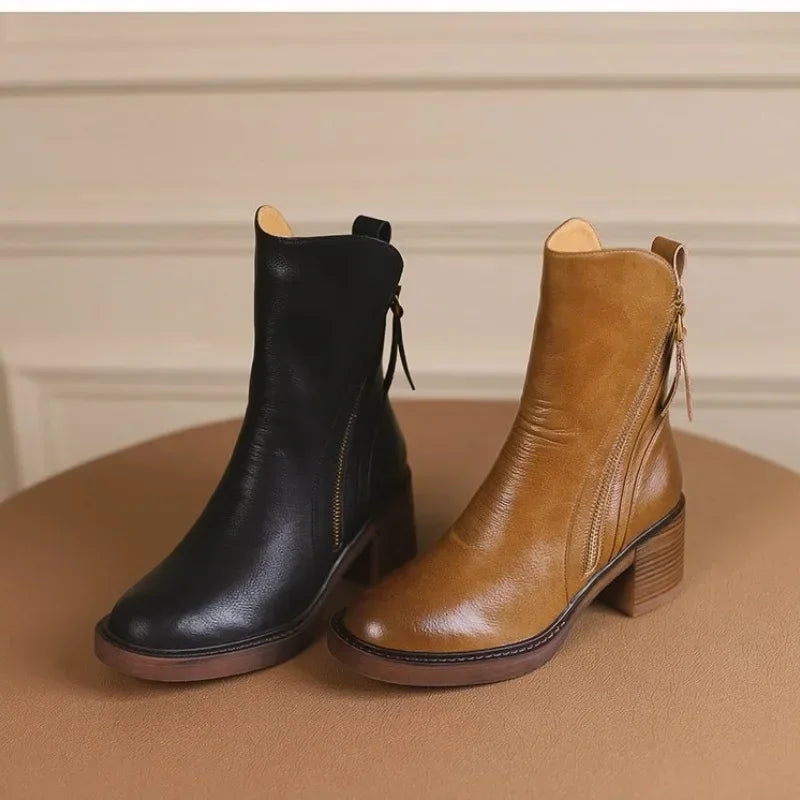 Monroe Leather Zip Ankle Boots