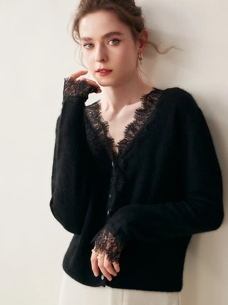 Charlotte Lace Cashmere Cardigan