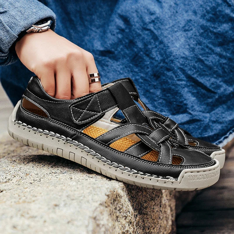 Caspian Hollow Leather Sandals