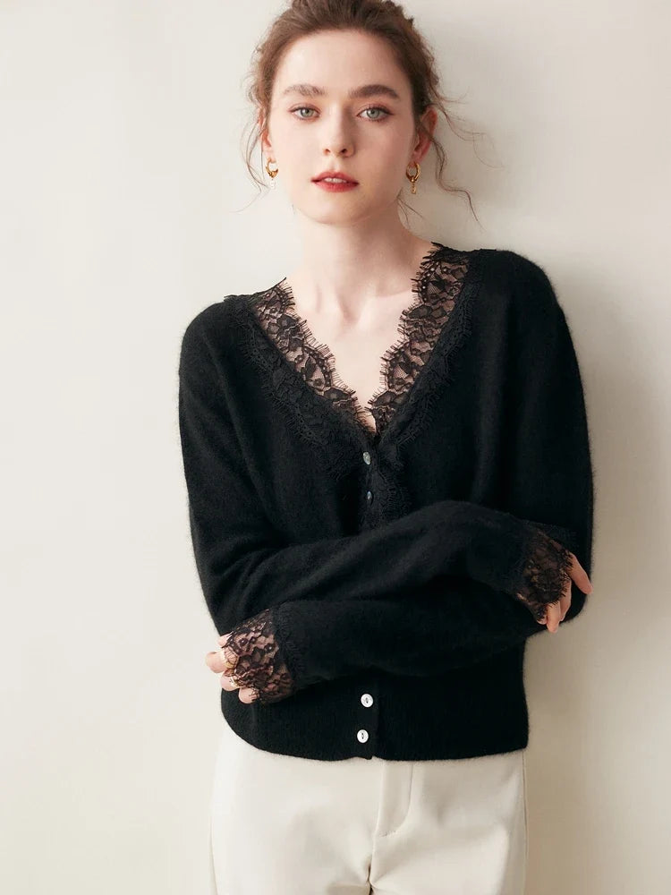 Charlotte Lace Cashmere Cardigan