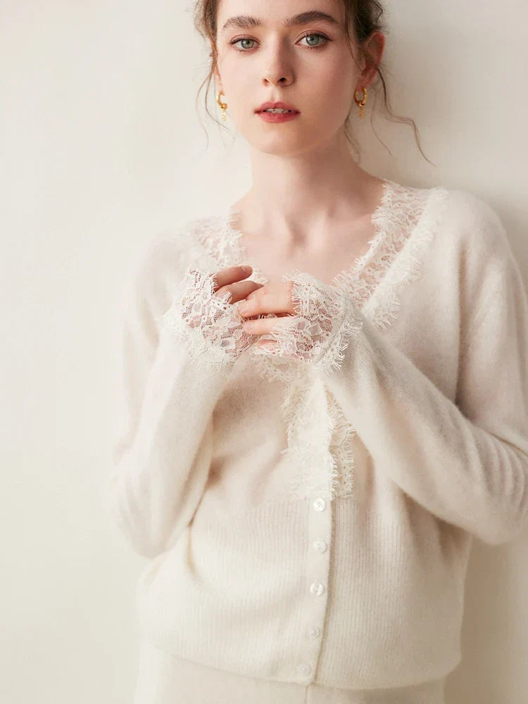Charlotte Lace Cashmere Cardigan