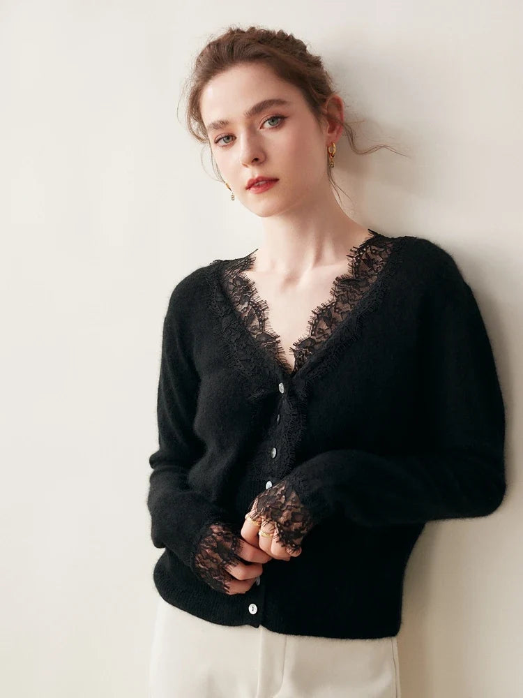 Charlotte Lace Cashmere Cardigan