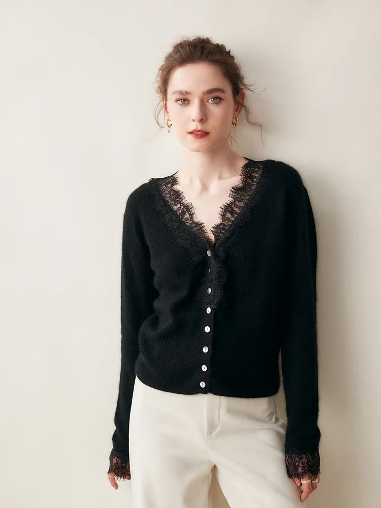 Charlotte Lace Cashmere Cardigan