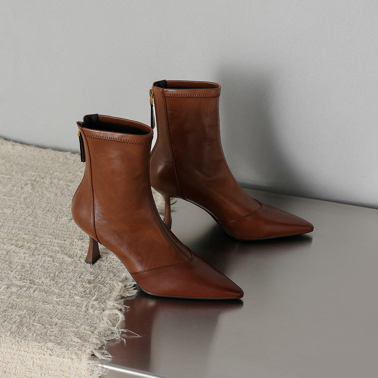 Ami Genuine Leather Heel Boots