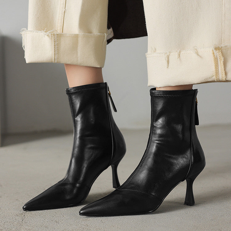 Ami Genuine Leather Heel Boots