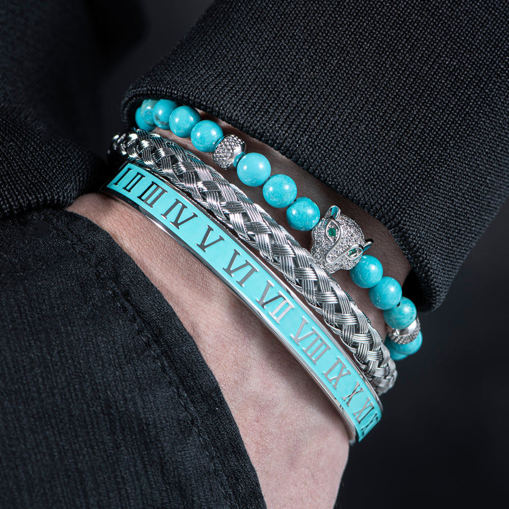 Roman Panther Triple Stack Bracelet Set