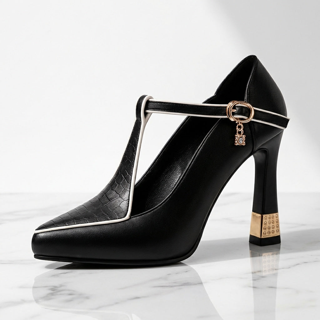 Aurelie T-Strap Block Heels