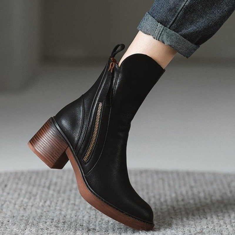 Monroe Leather Zip Ankle Boots
