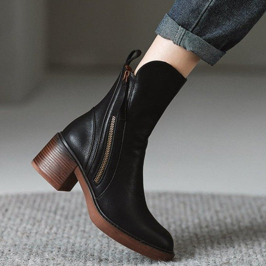 Monroe Leather Zip Ankle Boots