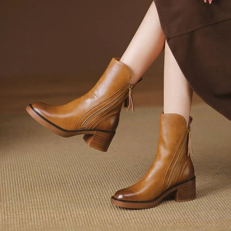 Monroe Leather Zip Ankle Boots
