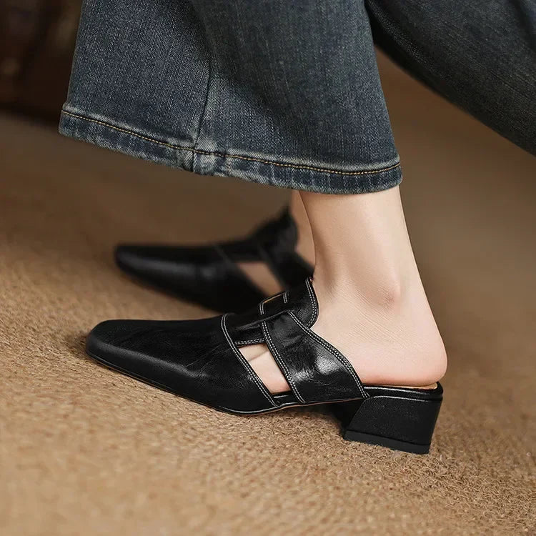 Aya Genuine Leather Mules