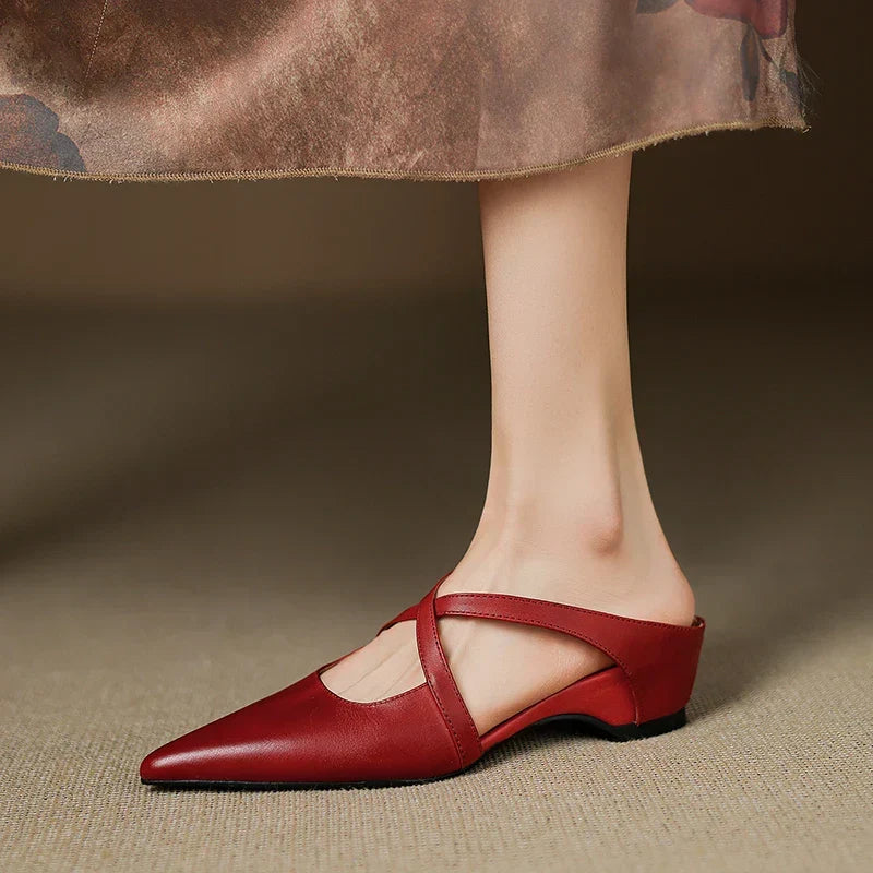 Margot Cross-Strap Leather Mule
