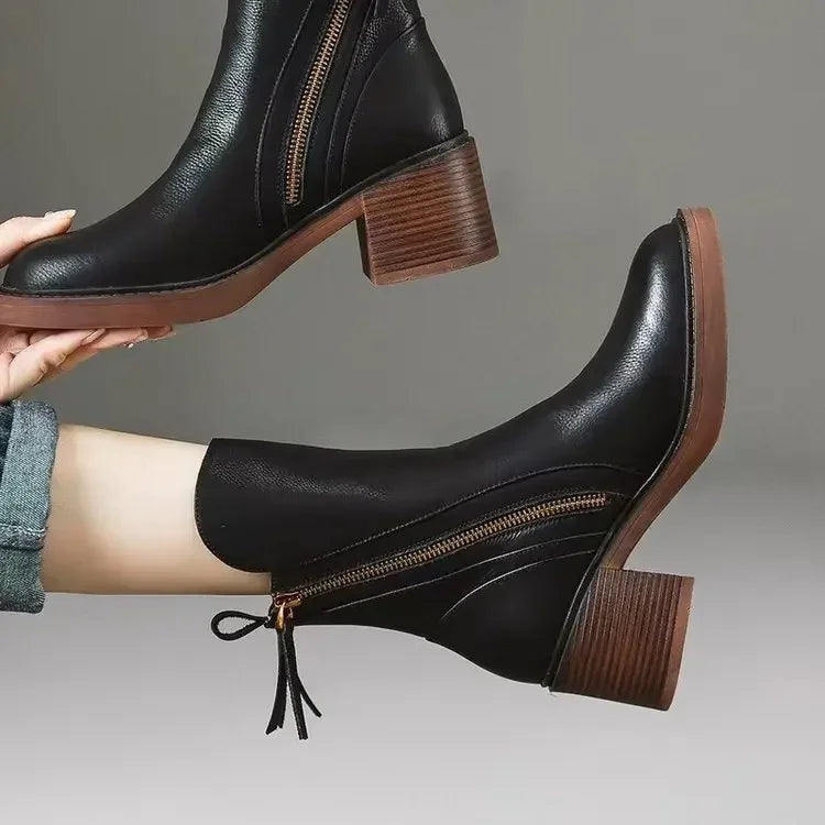 Monroe Leather Zip Ankle Boots
