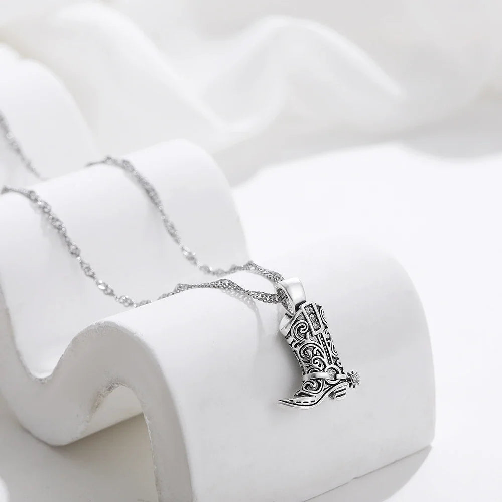 Rhinestone Country Boot Necklace