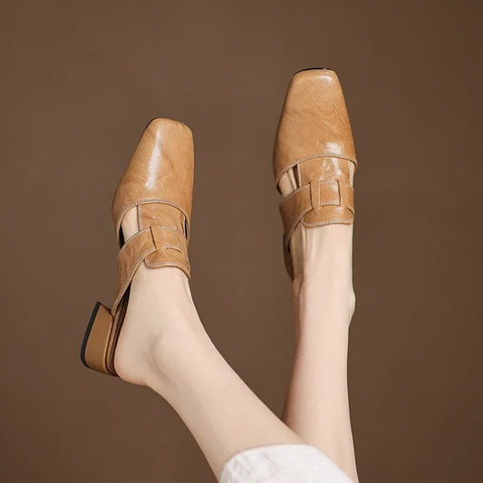 Aya Genuine Leather Mules