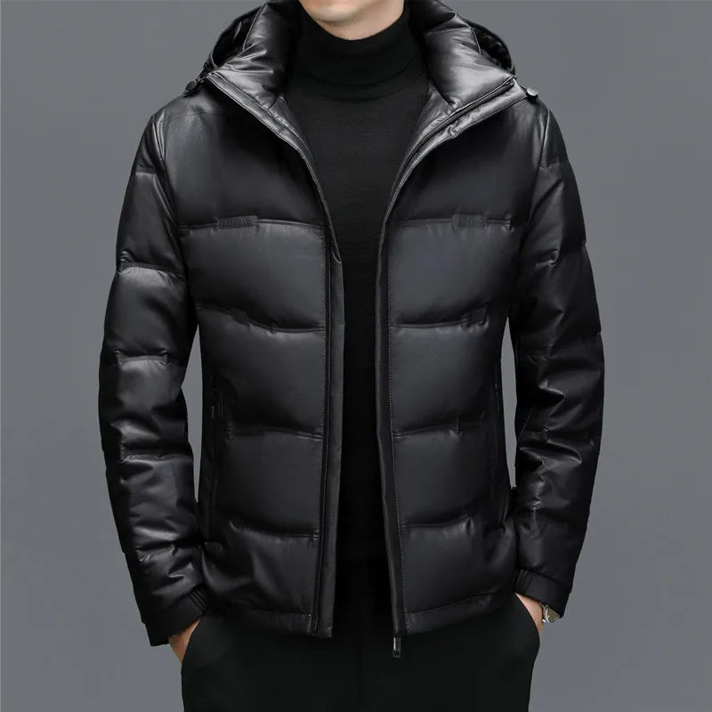 Belmont Genuine Leather Duck Down Jacket