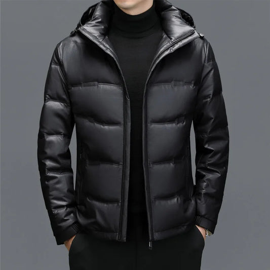 Belmont Genuine Leather Duck Down Jacket