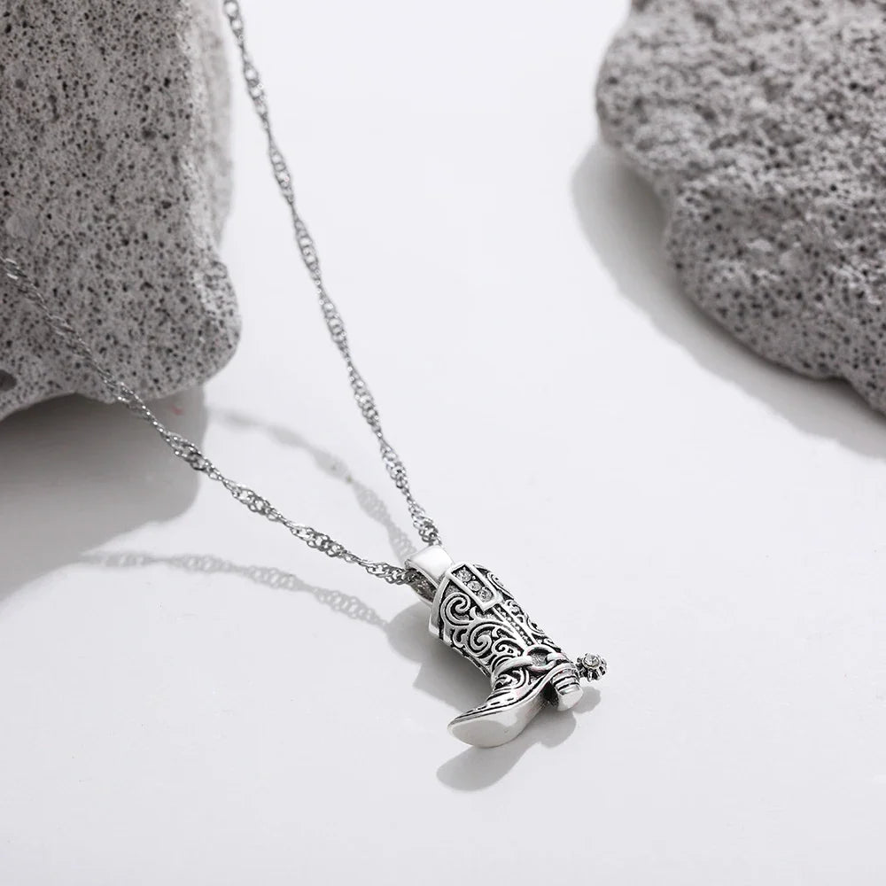 Rhinestone Country Boot Necklace