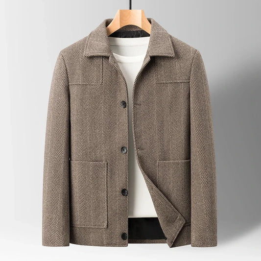Savile Herringbone Wool Coat