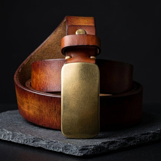 Full Grain Brass Buckle Belt