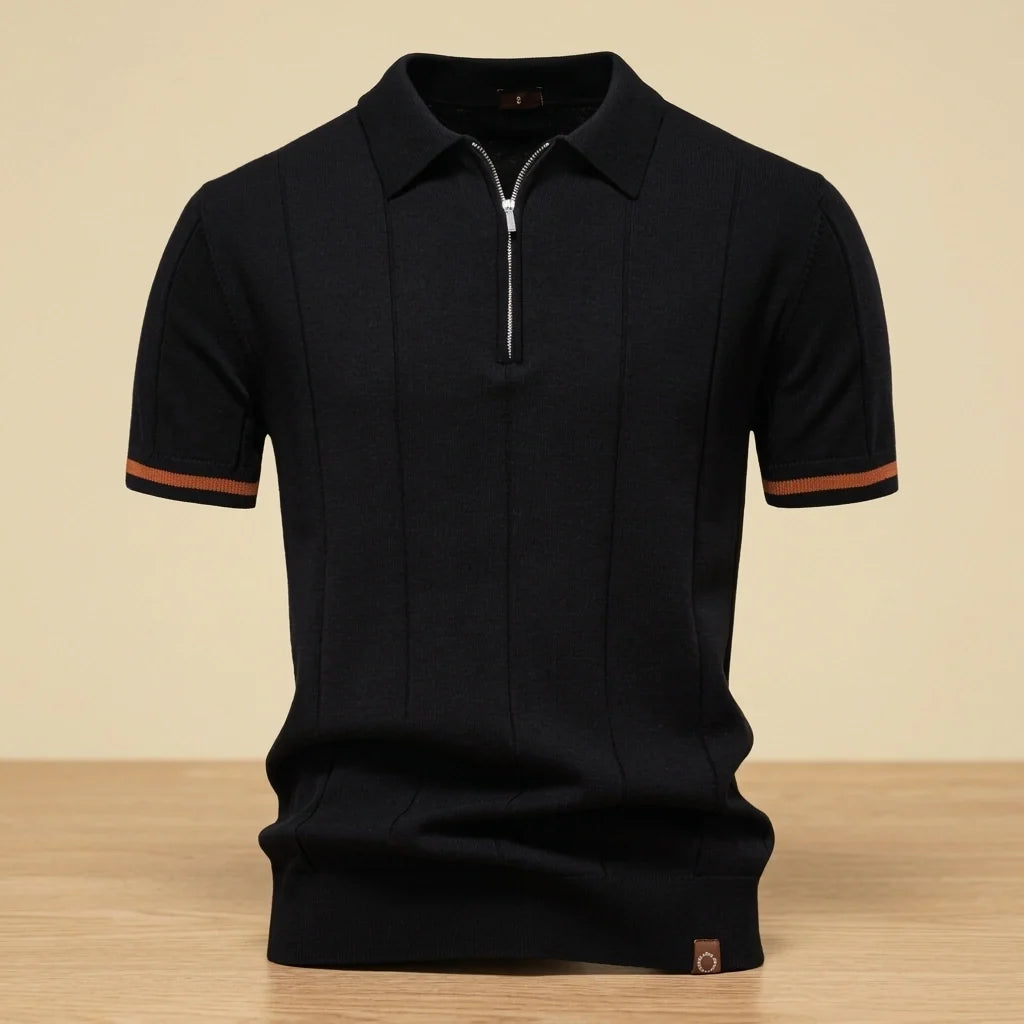 Amalfi Tipped Cuff Zip Polo